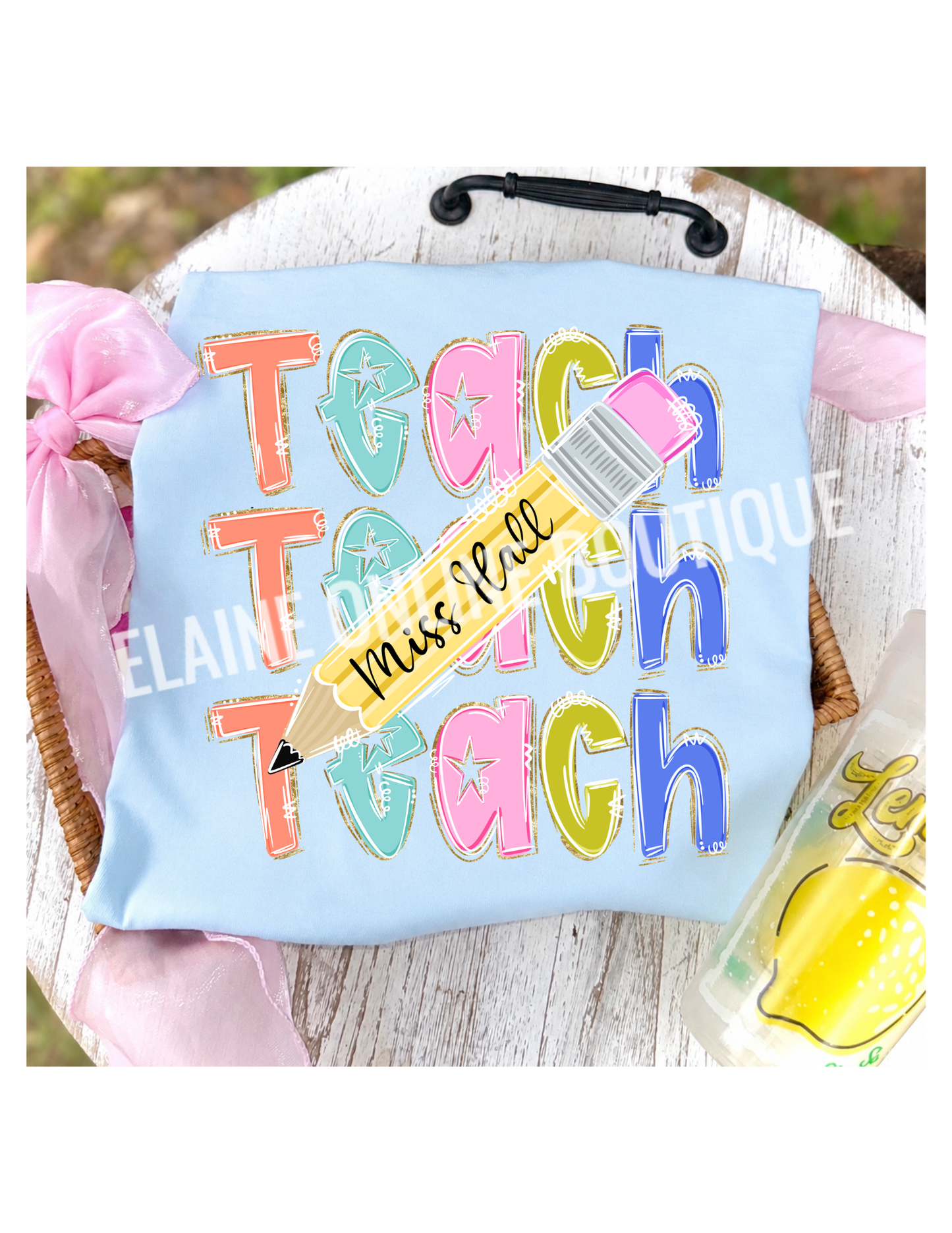 Teach with Customizable Pencil Comfort Color Short Sleeve