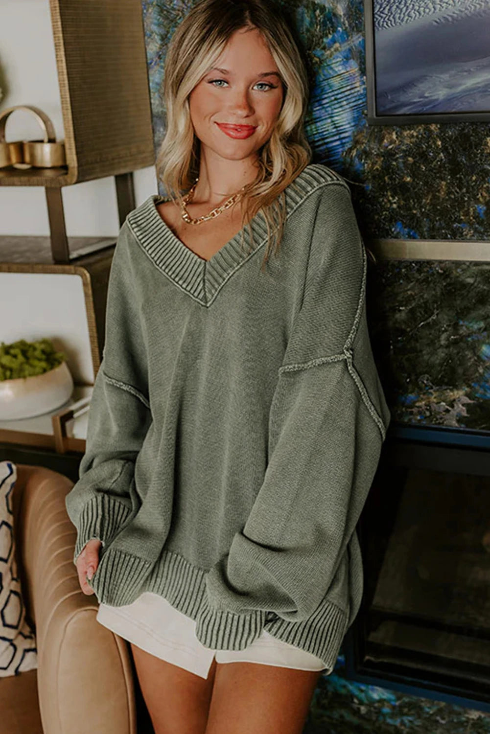 PRE-ORDER Four Leaf Clover Mineral Wash Loose Sweater