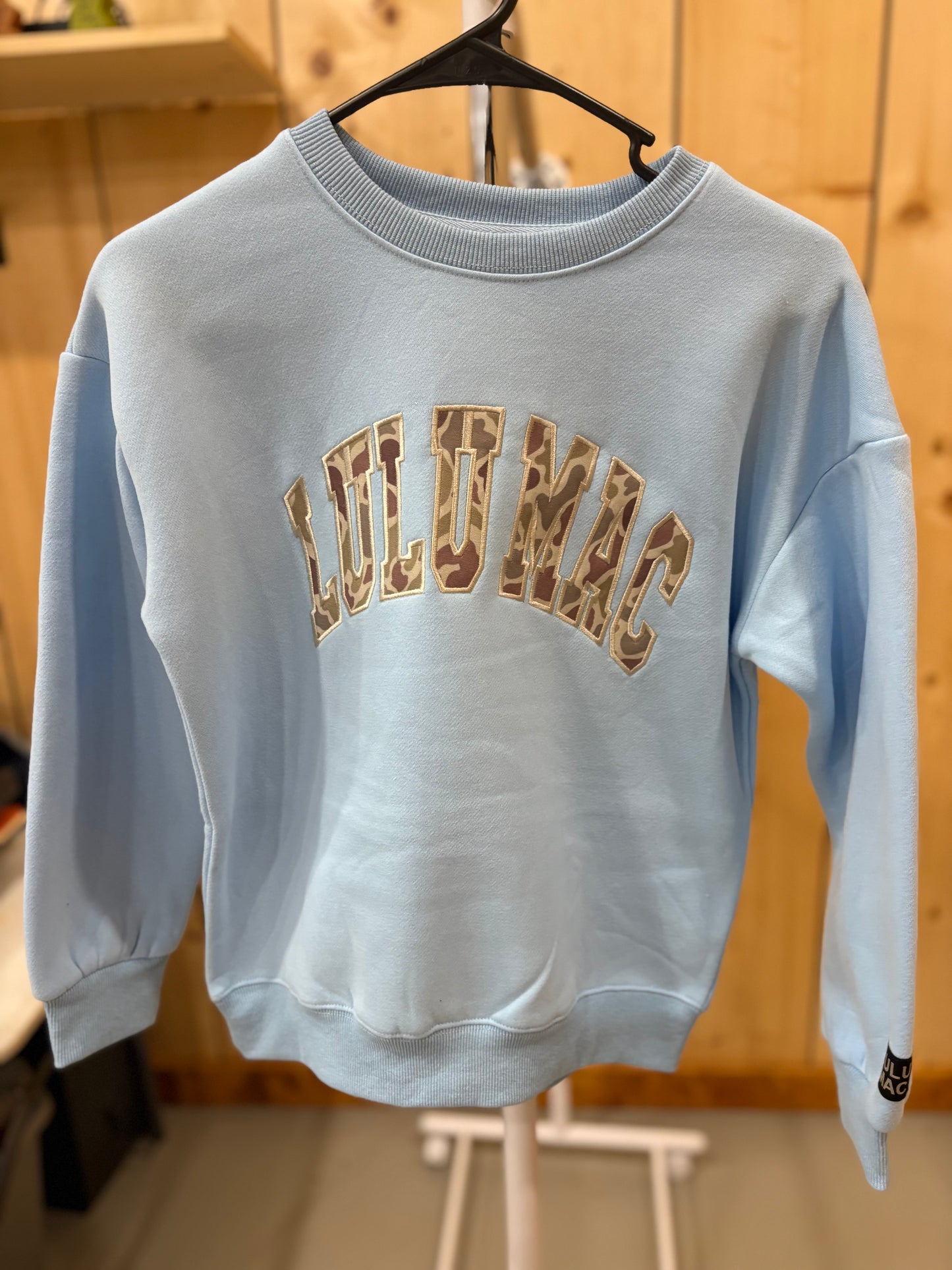 LULU MAC Youth Light Blue/Camo Sweatshirt