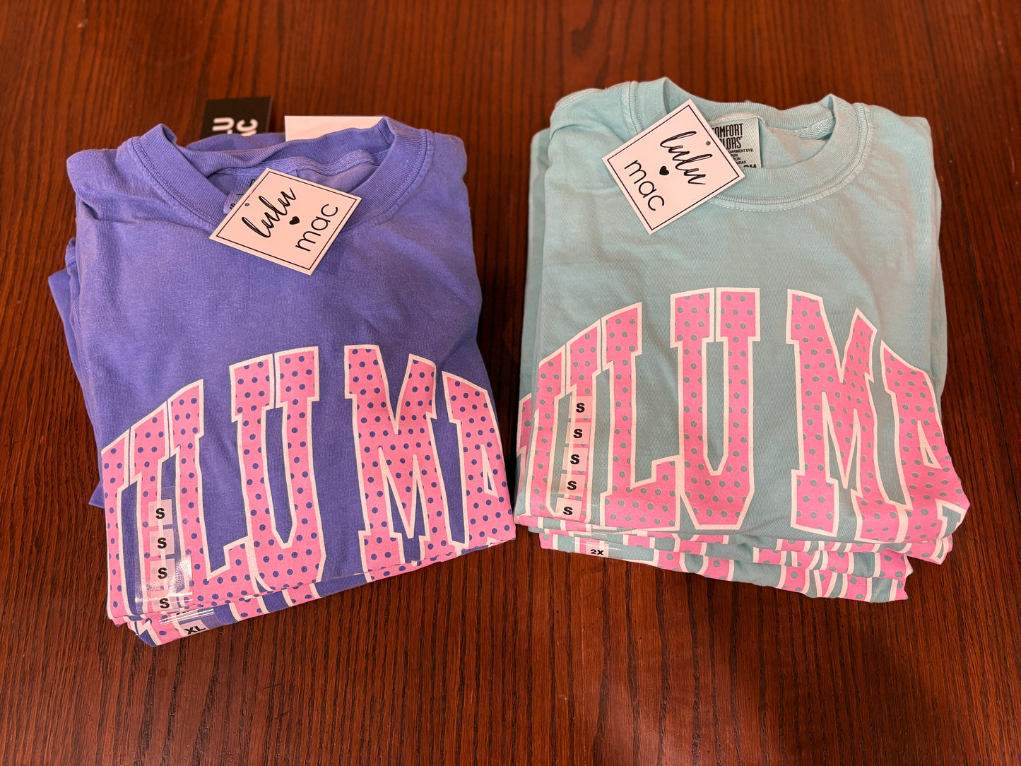LULU MAC Pink Polka Dot Flo Blue CC Tee