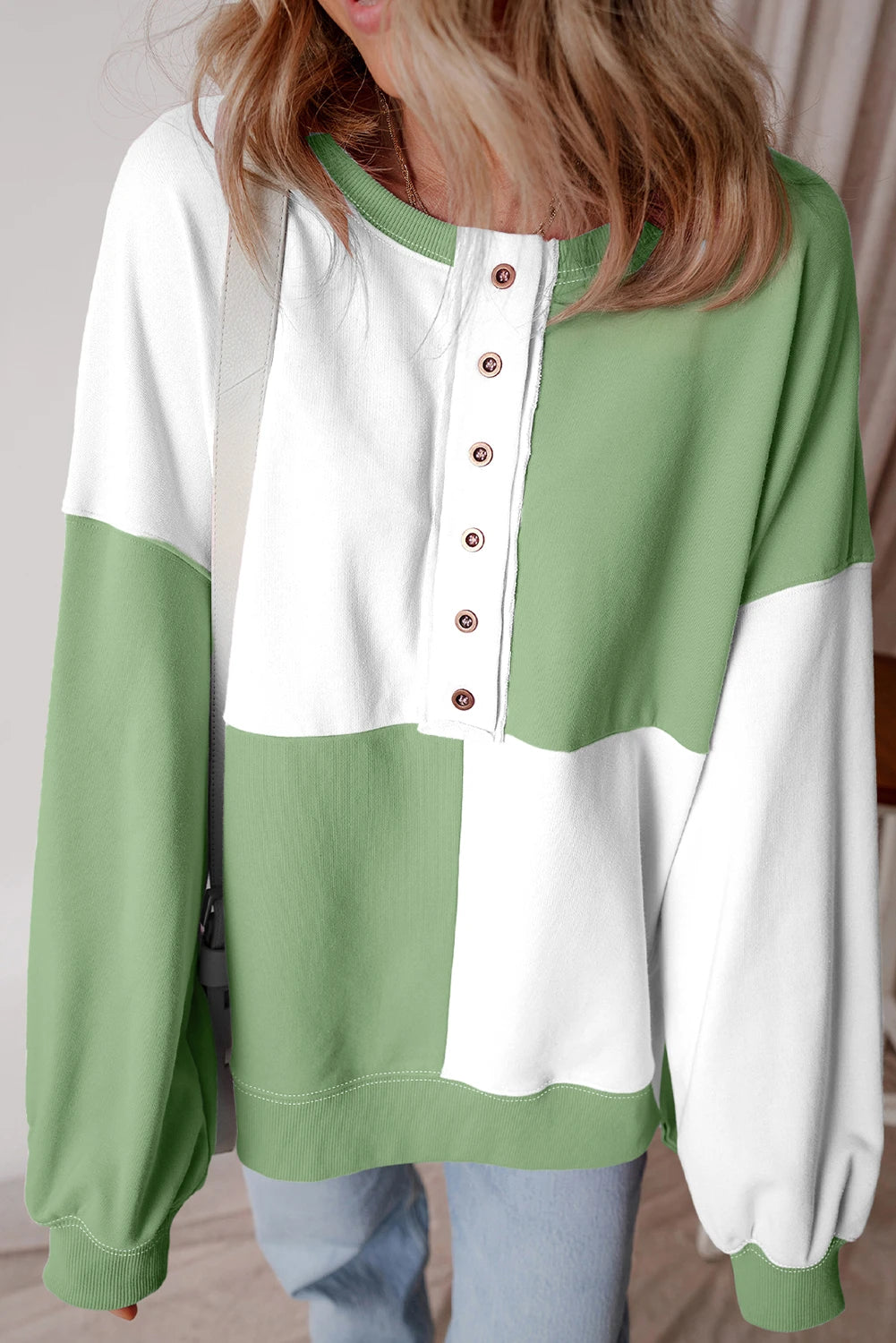 PRE-ORDER Grass Green Colorblock Sweatshirt