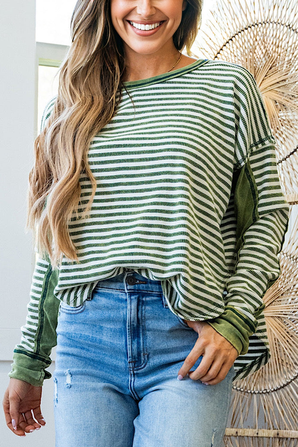 PRE-ORDER Green Stripe Thermal Top