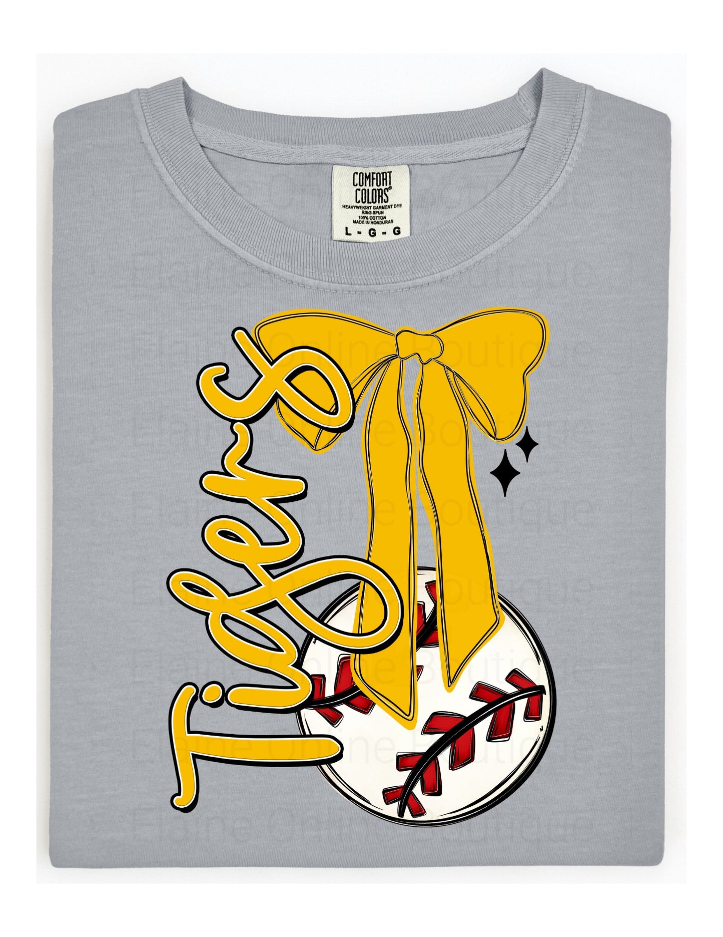 Tiger Bow Baseball Comfort Color Short Sleeve