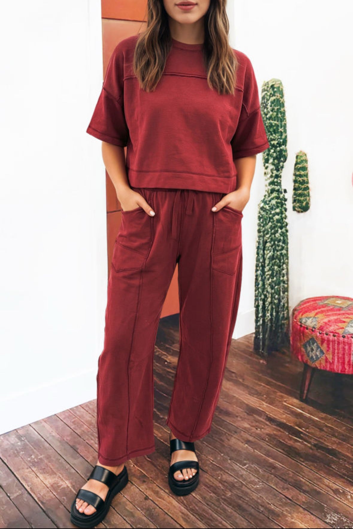 Racing Red Short Sleeve Barrel Pants Set