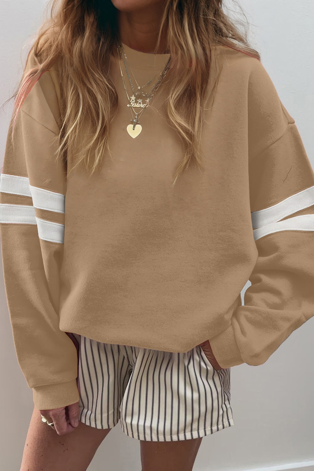 PRE-ORDER Varsity Vibes Beige Sweatshirt