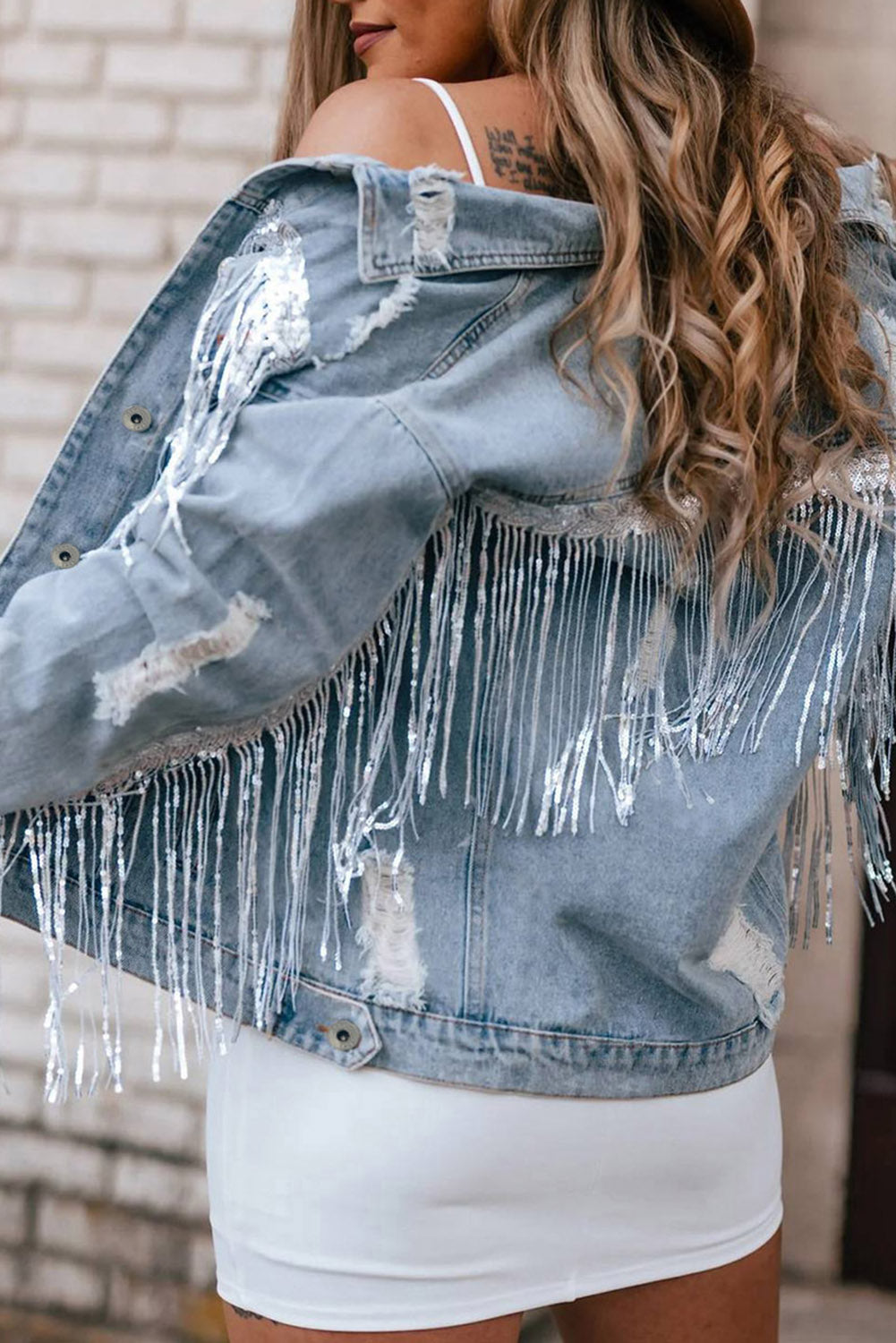 PRE-ORDER Sequin Fringe Denim Jacket