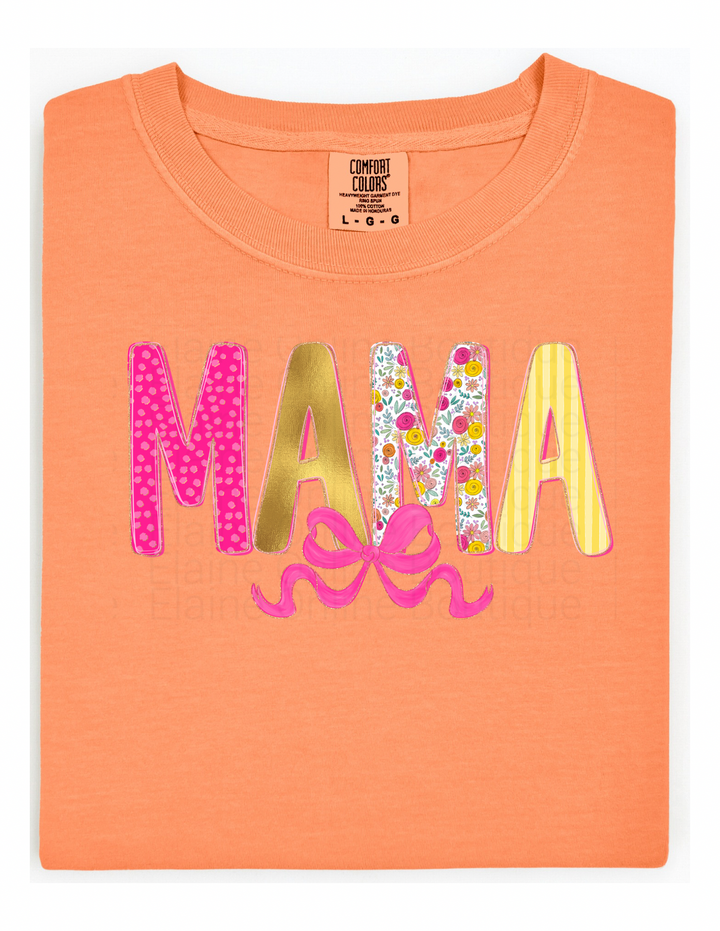 MAMA Bow Comfort Color Short Sleeve
