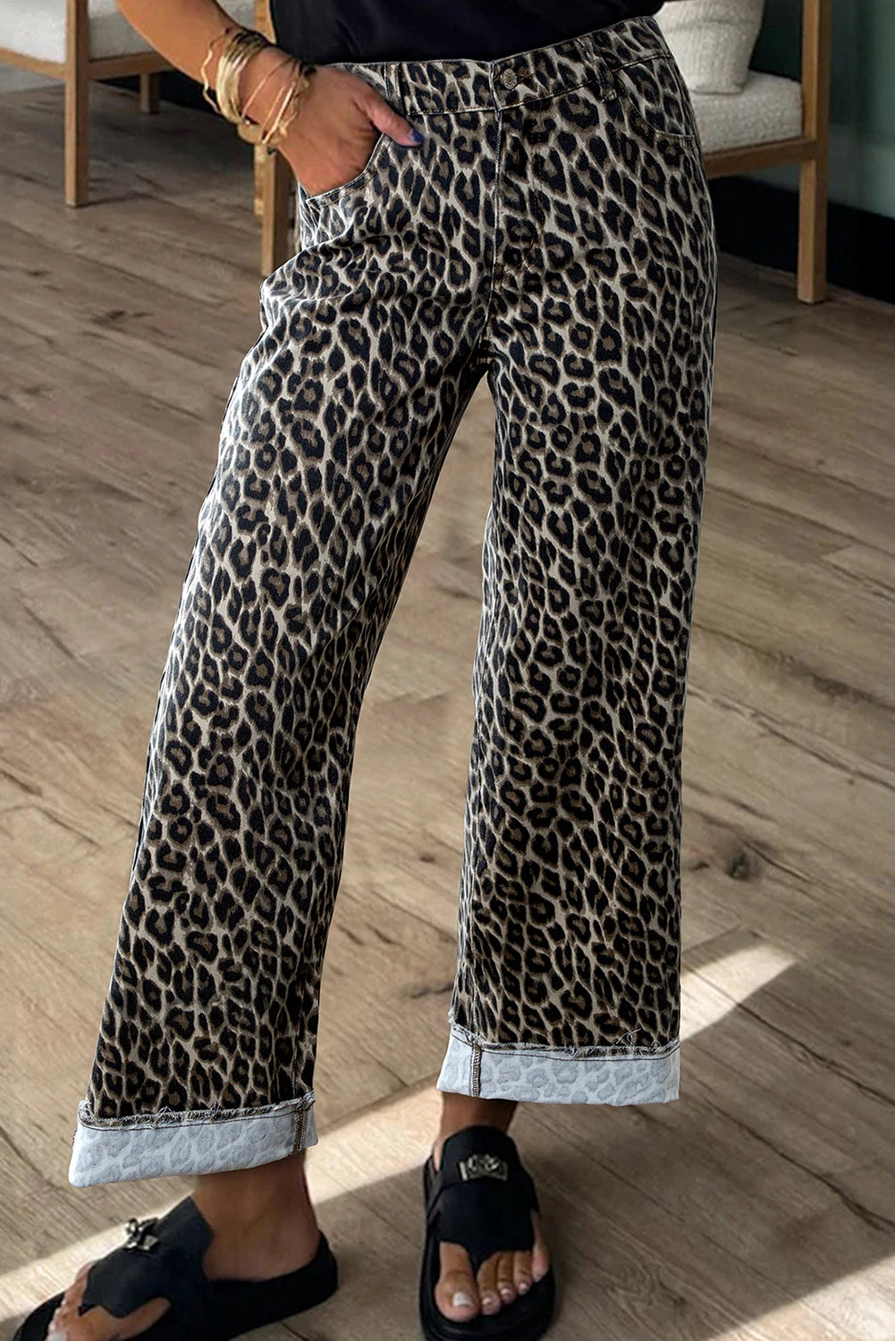 PRE-ORDER Leopard Straight Loose Leg Jeans