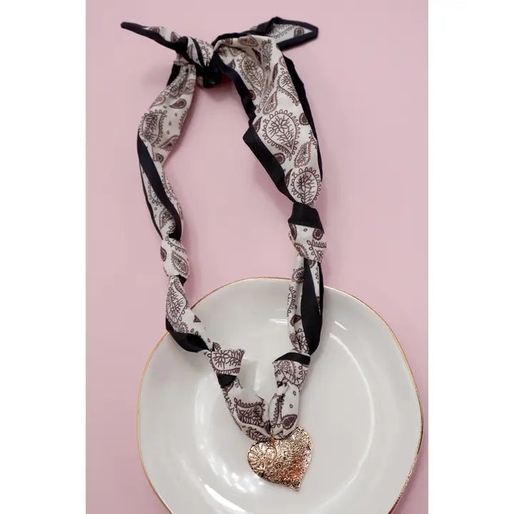 Gold Heart Scarf Necklace