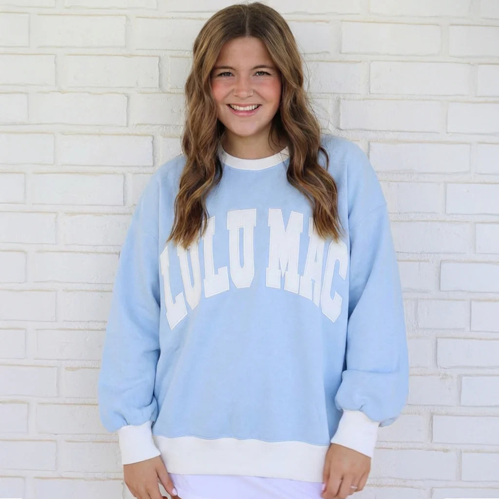 LULU MAC Light Blue/White Color Block Sweatshirt