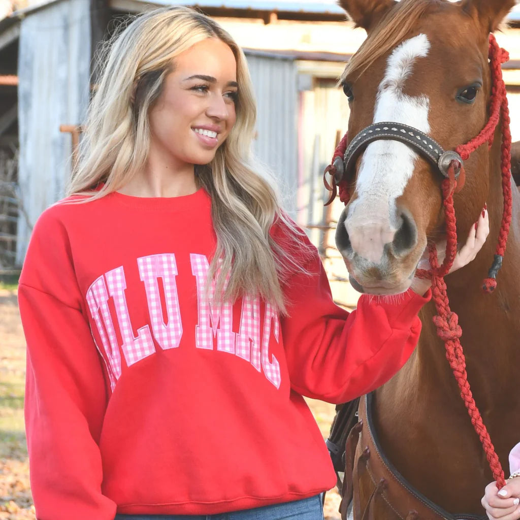 LULU MAC Red/Pink Gingham Sweatshirt