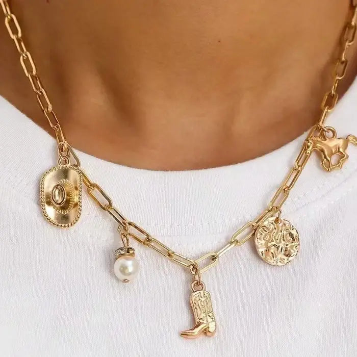 Gold Western Charm Necklace