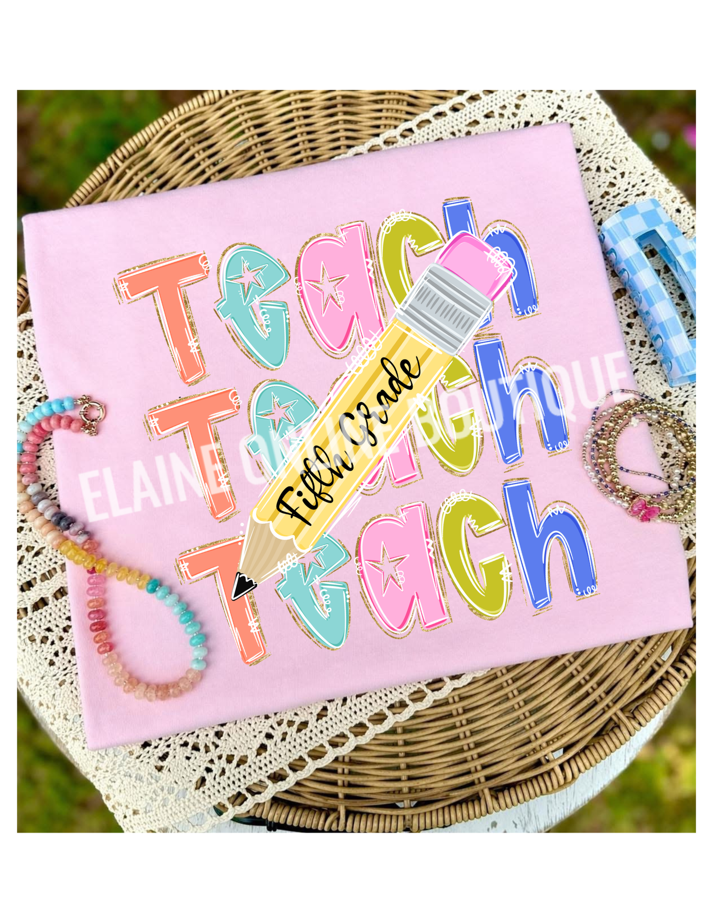 Teach with Customizable Pencil Comfort Color Short Sleeve