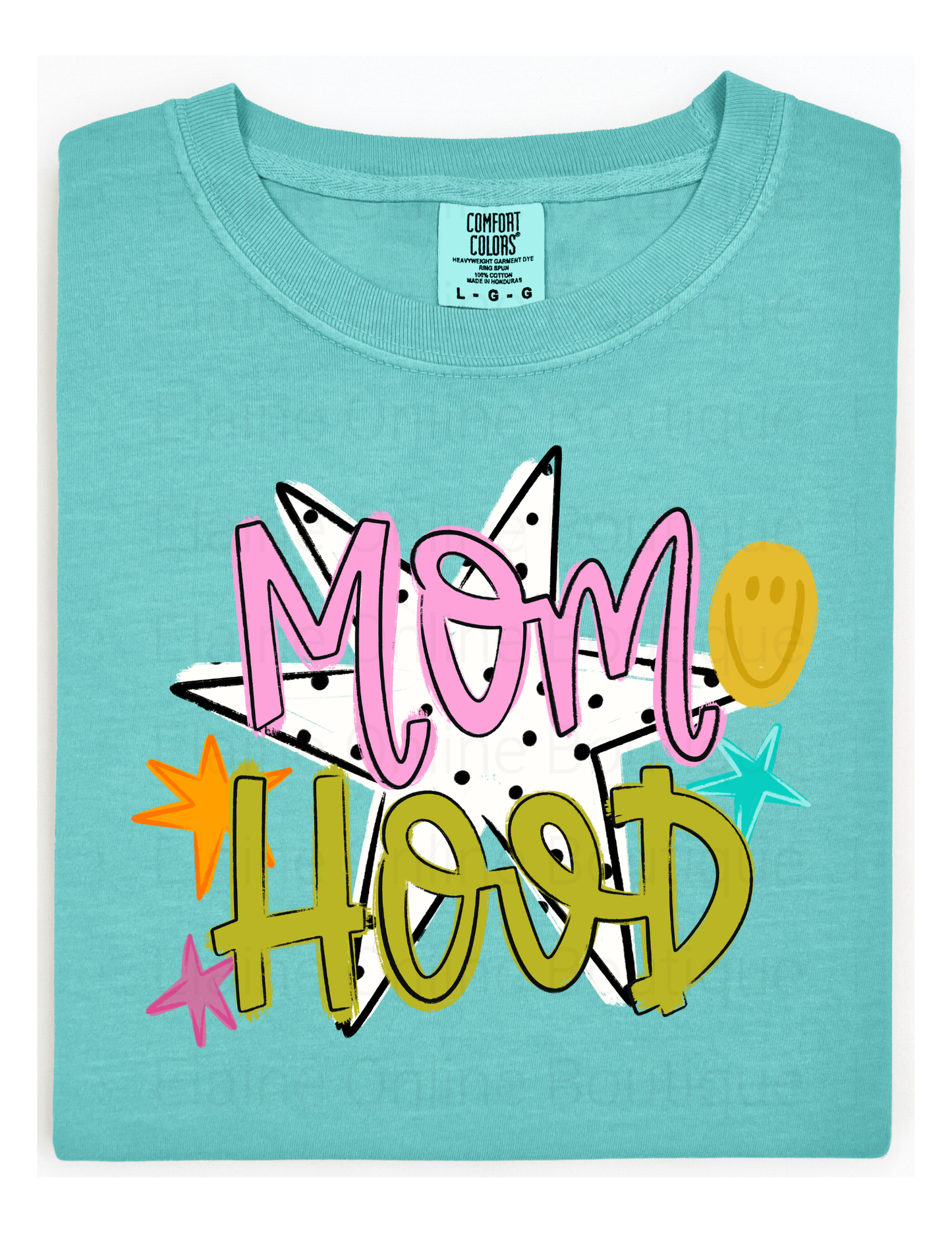 Mom Hood Polka Dot Star Comfort Color Short Sleeve