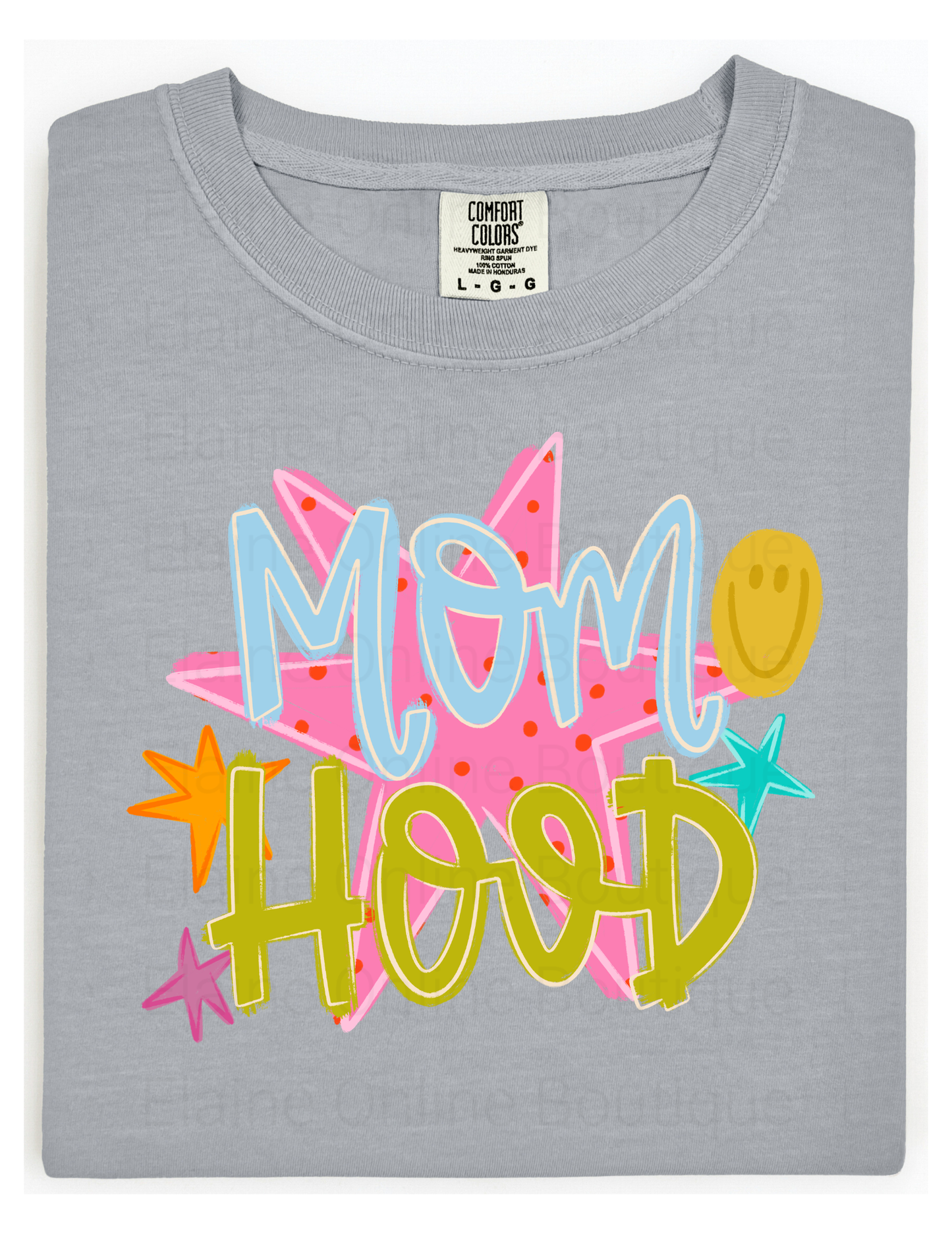 Mom Hood Pink Star Comfort Color Short Sleeve