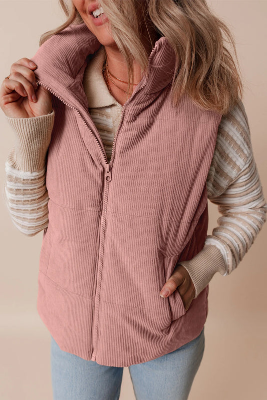 PRE-ORDER Apricot Pink Corduroy Puffer Vest