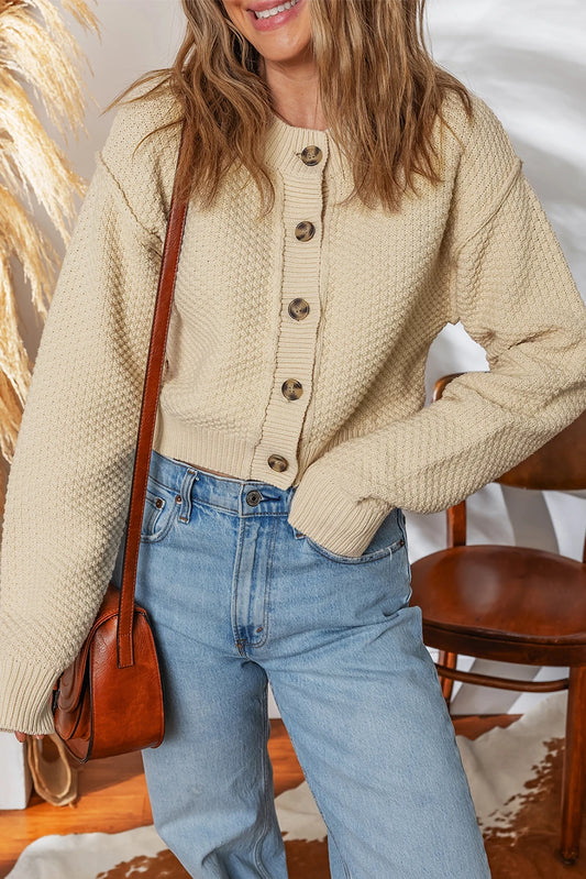 PRE-ORDER Beige Cropped Cardigan Sweater
