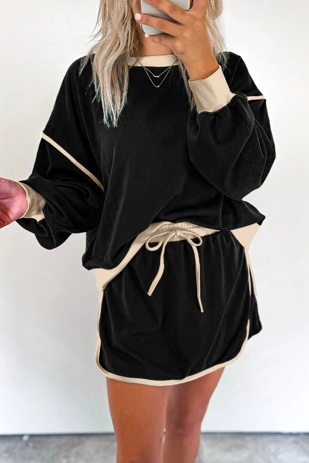 PRE-ORDER Black Pullover Skort Set