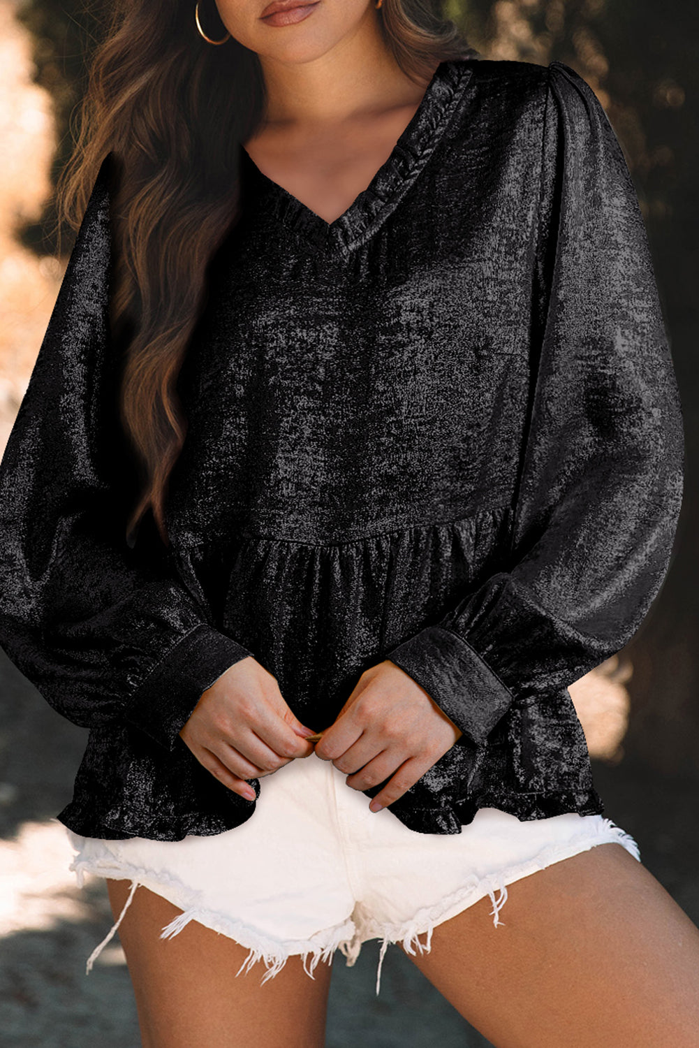 PRE-ORDER Black Metallic Blouse