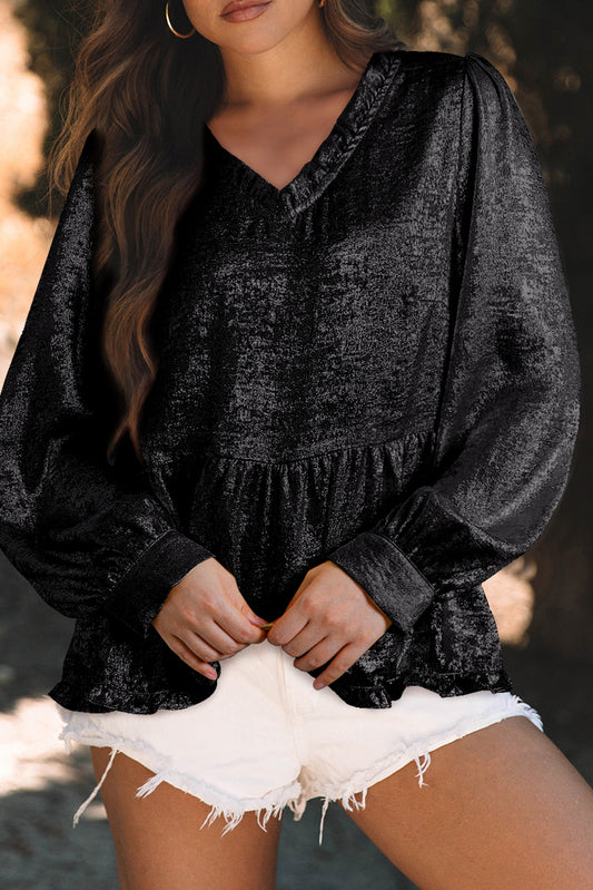 PRE-ORDER Black Metallic Blouse