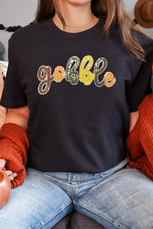 PRE-ORDER Black Gobble Sequin Tee