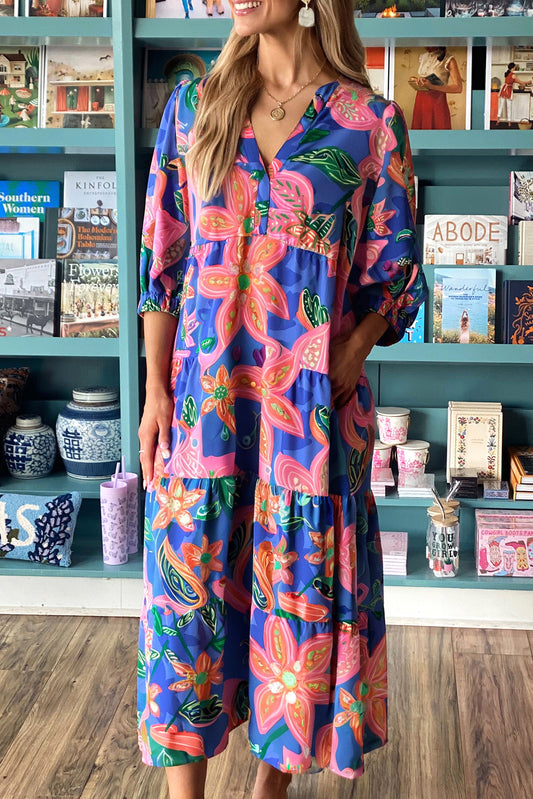 PRE-ORDER Blue Floral Print Dress