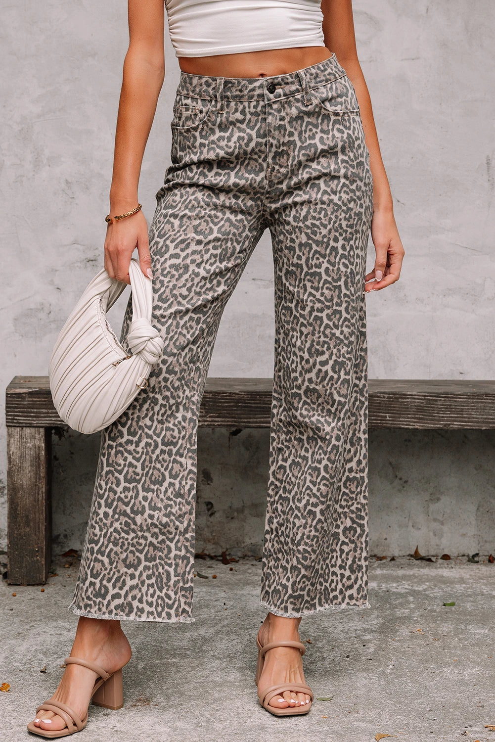 PRE-ORDER Brown Leopard Wide Leg High Waist Jeans