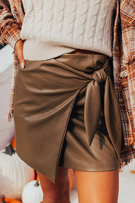 PRE-ORDER Coffee Brown Leather Skirt
