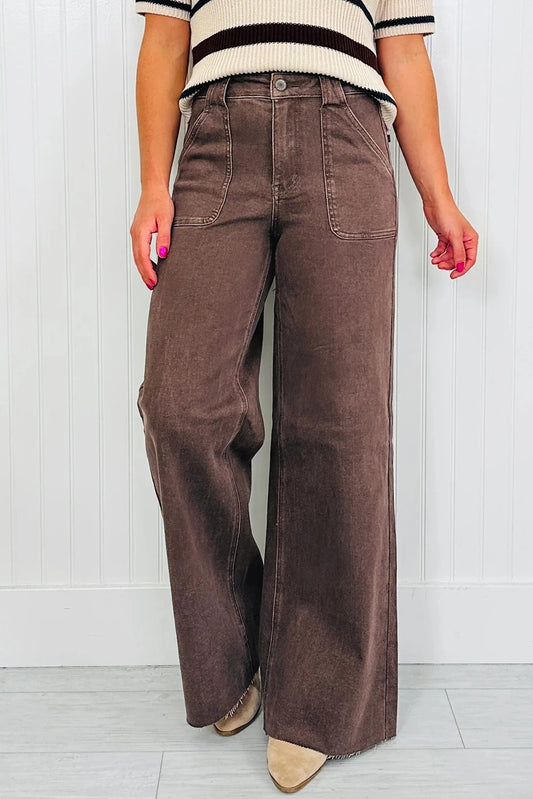 PRE-ORDER Dark Brown Retro Washed Loose Jeans