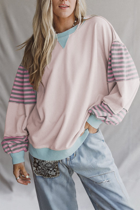 PRE-ORDER Delicacy Striped Colorblock Sweatshirt