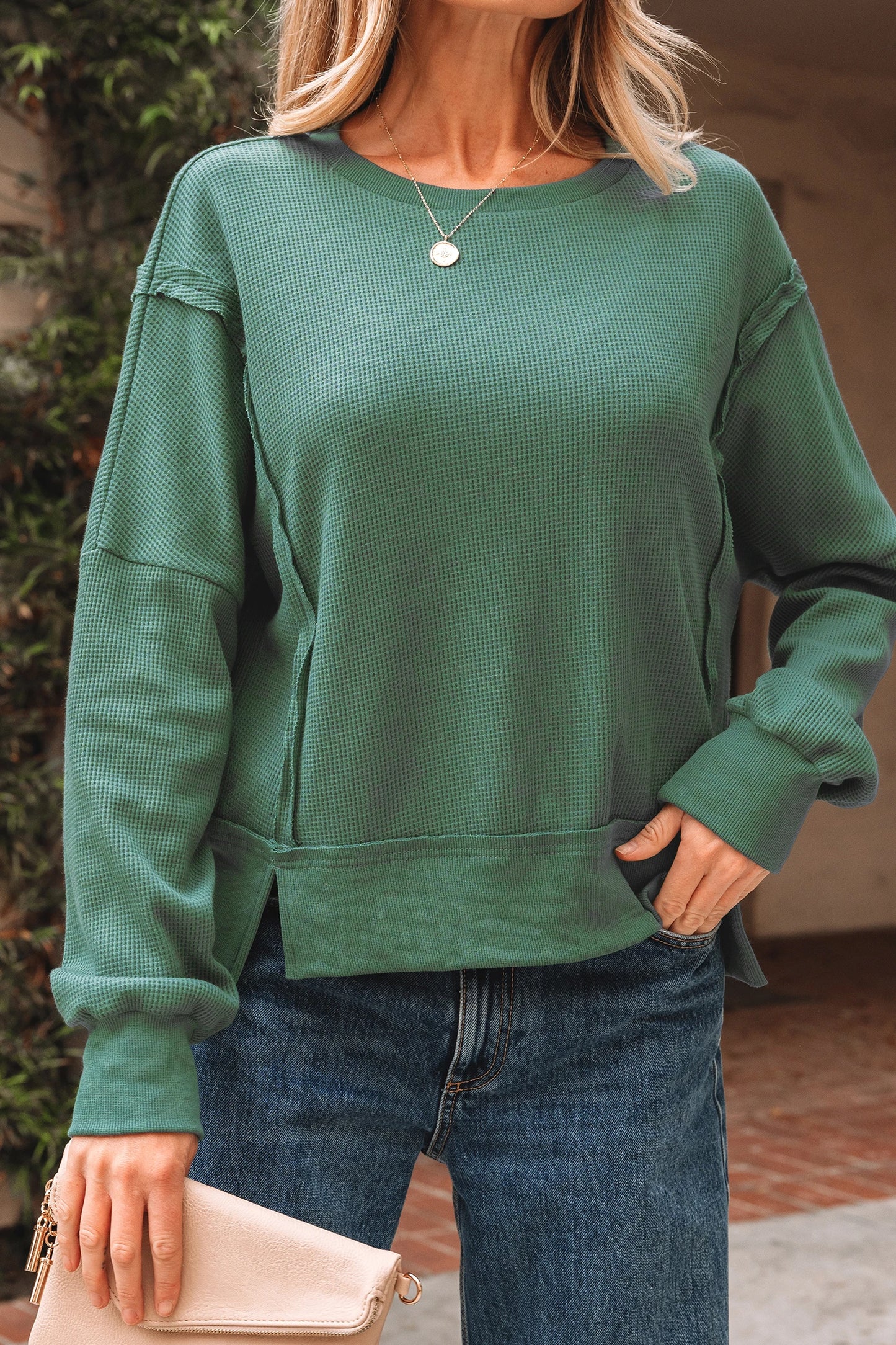 PRE-ORDER Evergreen Waffle Knit Sweatshirt