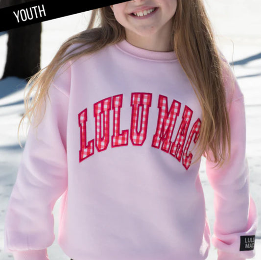 LULU MAC Youth Pink/Gingham Sweatshirt