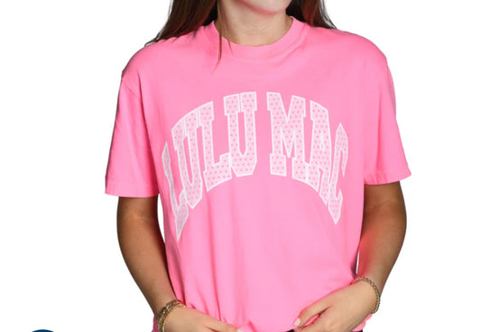 LULU MAC Light Pink Polka Dot Neon Pink CC Tee
