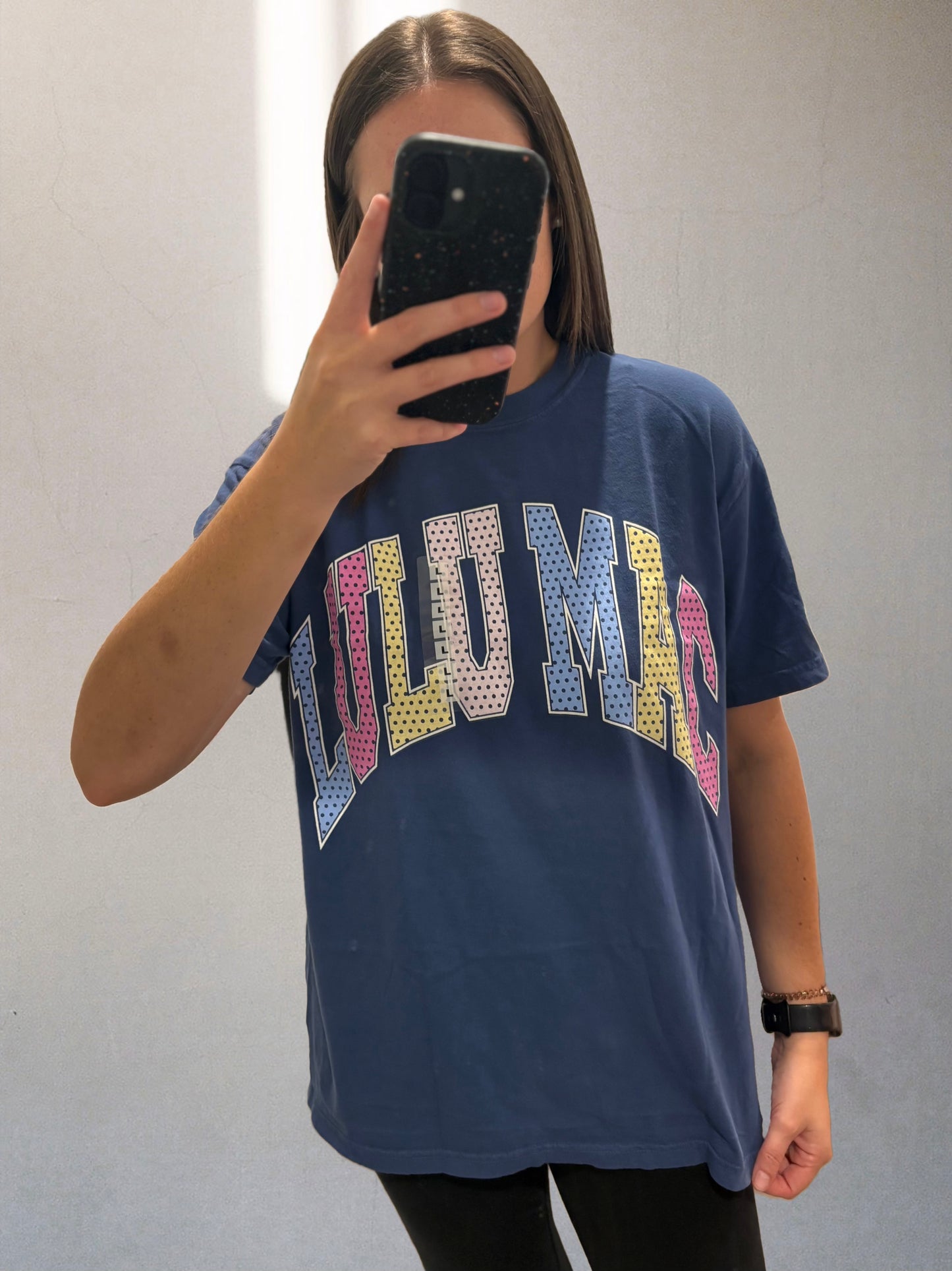 LULU MAC China Blue Polka Dot Comfort Color Tee