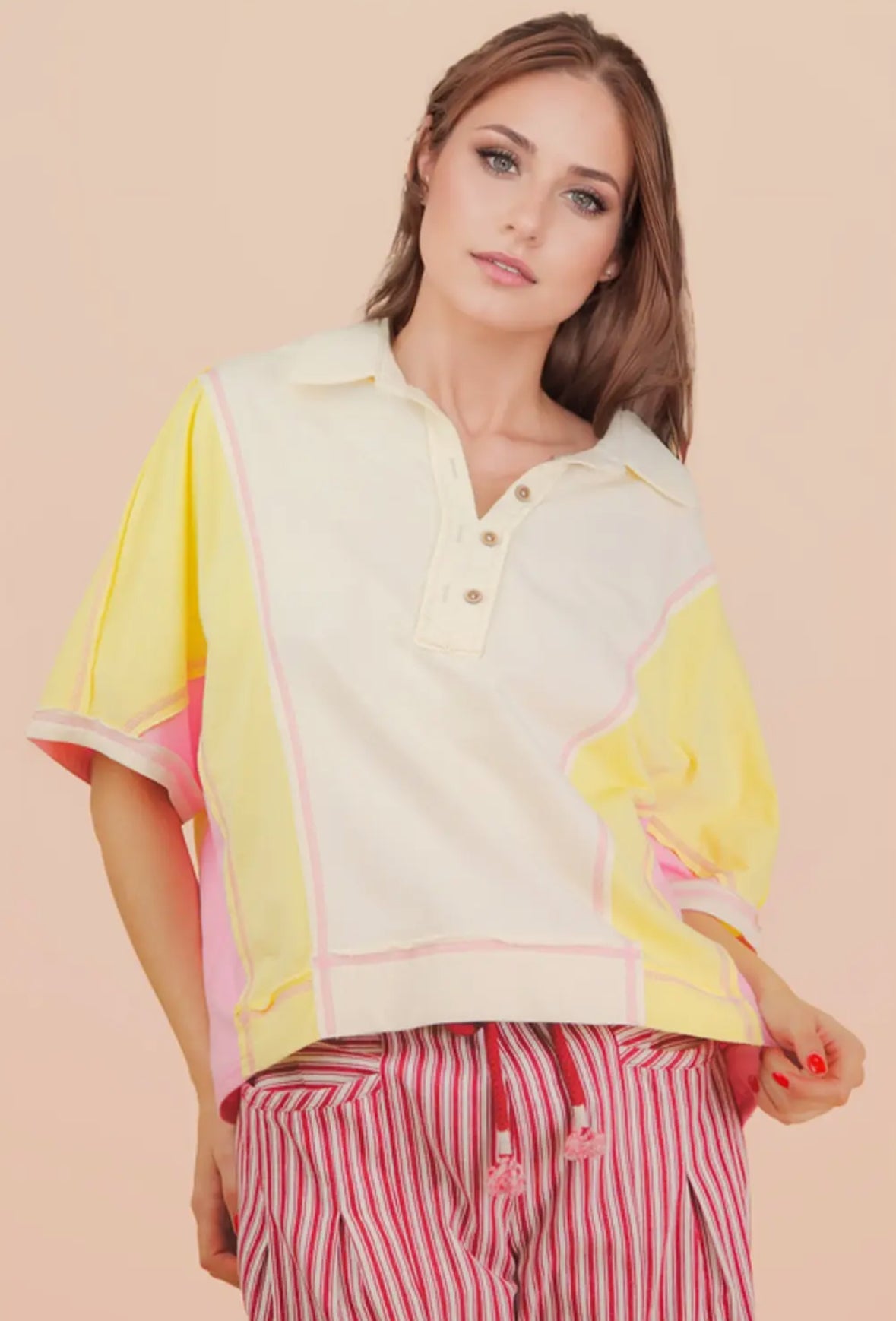 Lemon Color Block Top