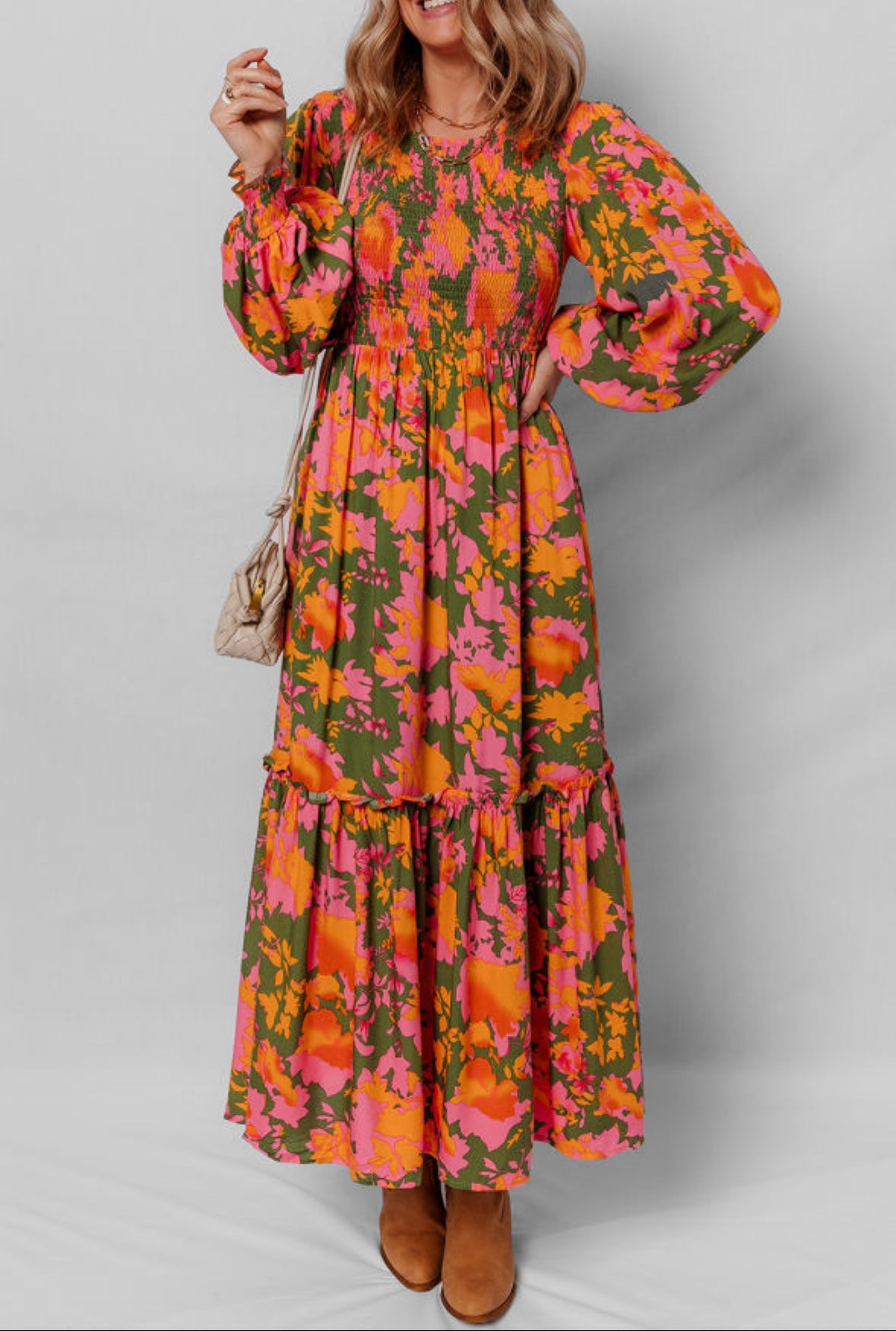 PRE-ORDER Orange Floral Maxi Dress