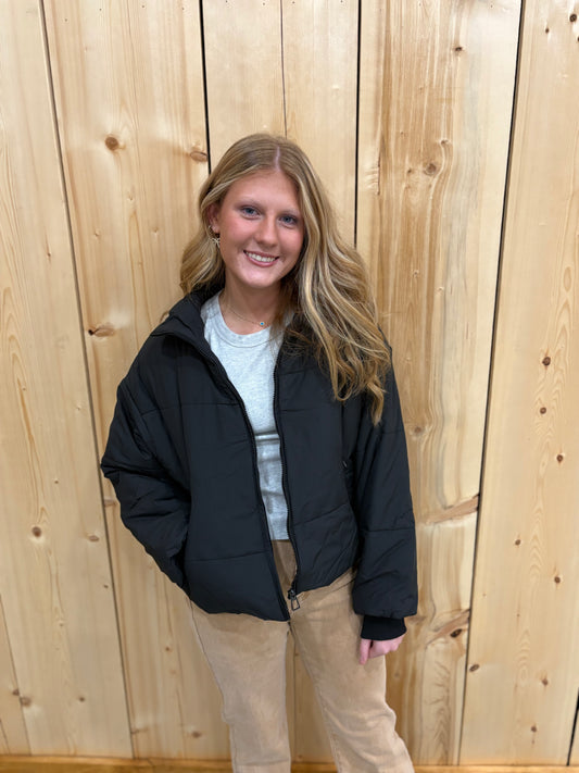 Black Zip Up Puffer Jacket