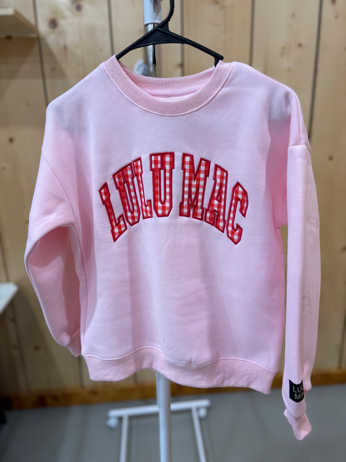 LULU MAC Youth Pink/Gingham Sweatshirt