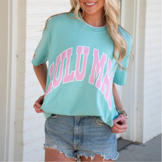 LULU MAC Pink Polka Dot Chalky Mint CC Tee