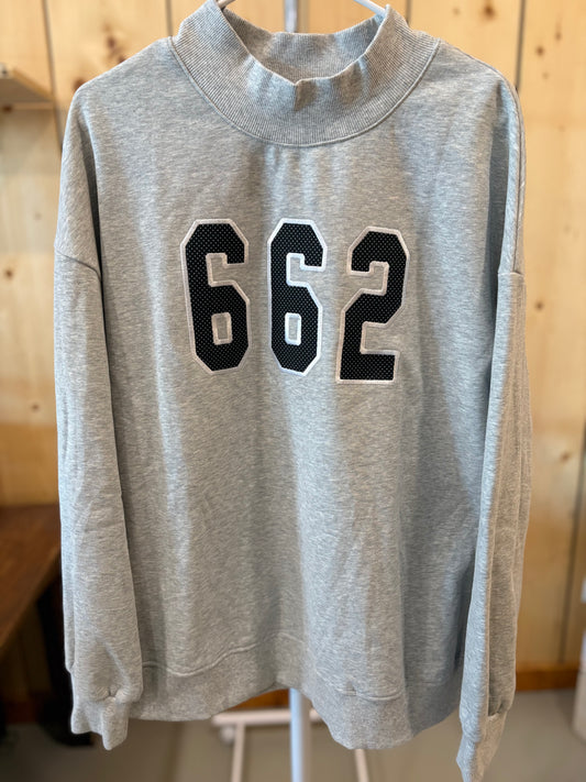 Black Polka Dot 662 Gray Mock Neck Sweatshirt