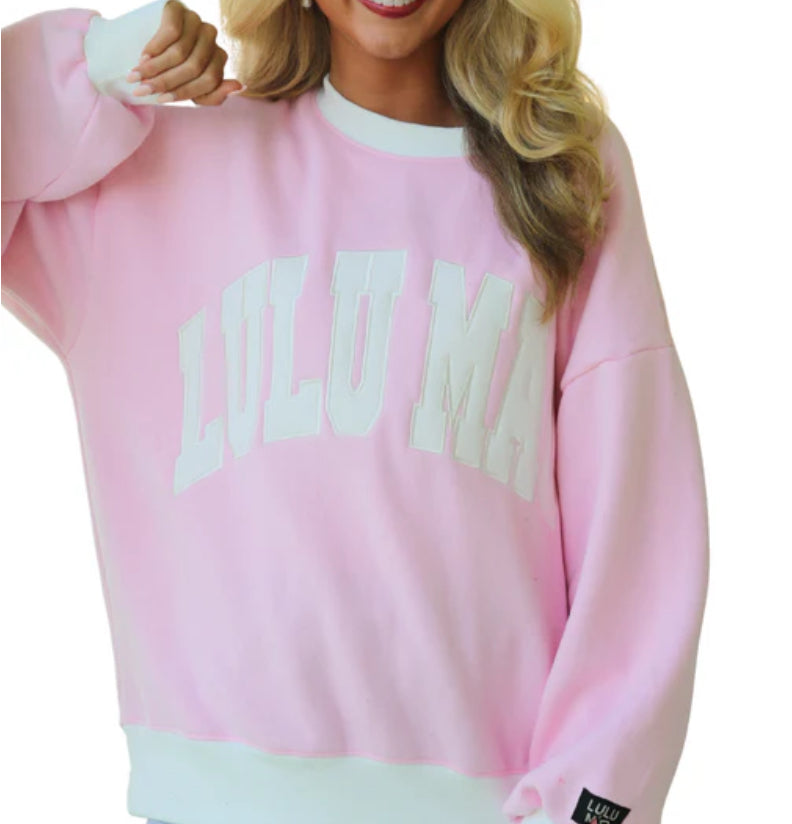 LULU MAC Pink/White Color Block Sweatshirt