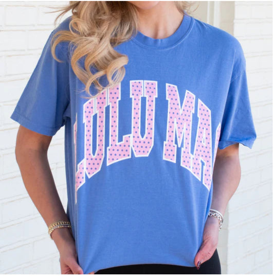 LULU MAC Pink Polka Dot Flo Blue CC Tee