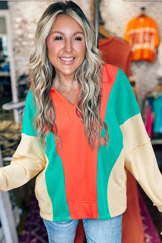 PRE-ORDER Grapefruit Orange Color Block Loose Top