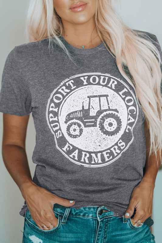 PRE-ORDER Plus Size Gray Support Your Local Farmers Graphic Tee