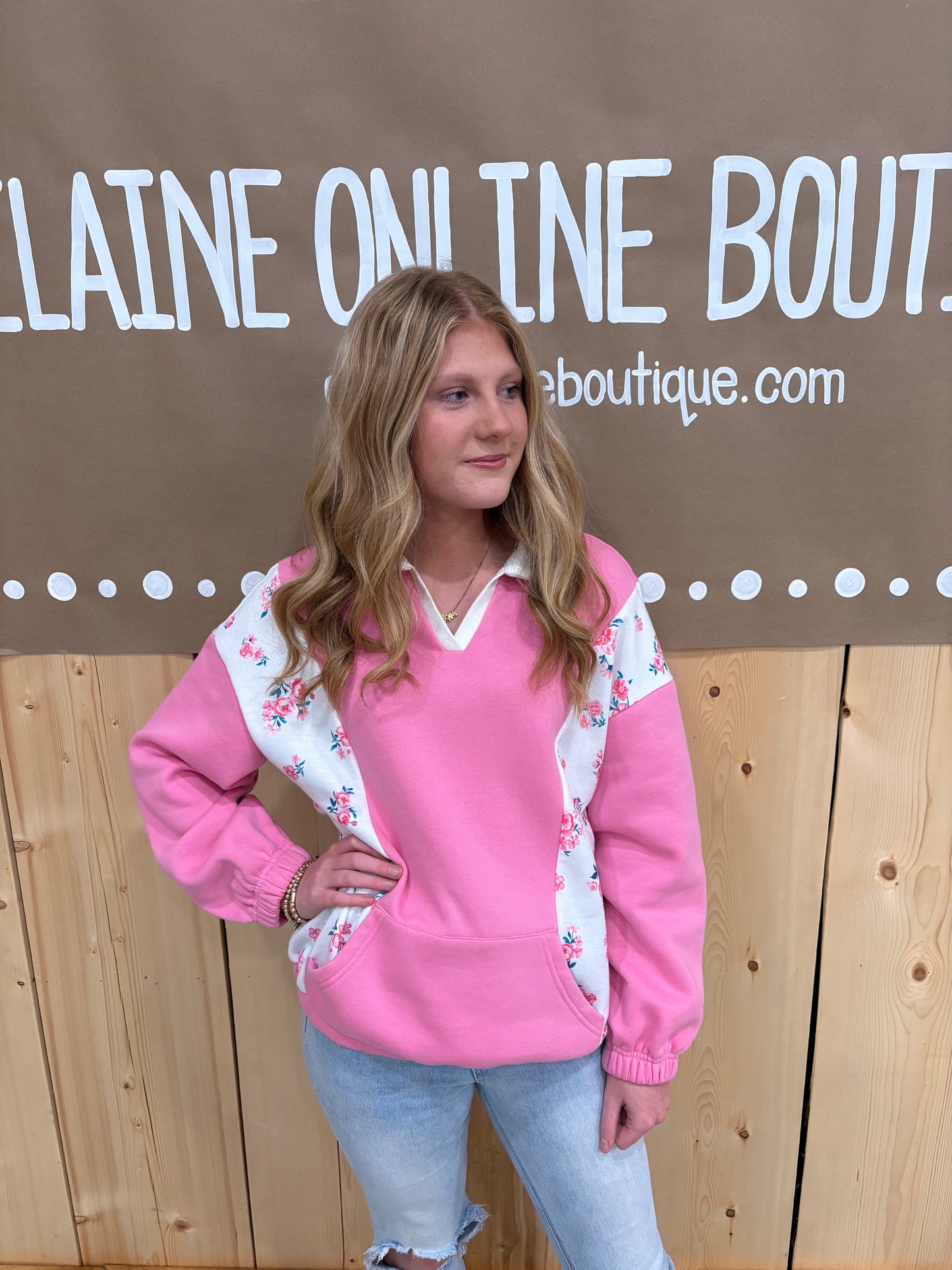 Pretty in Pink Floral Pullover