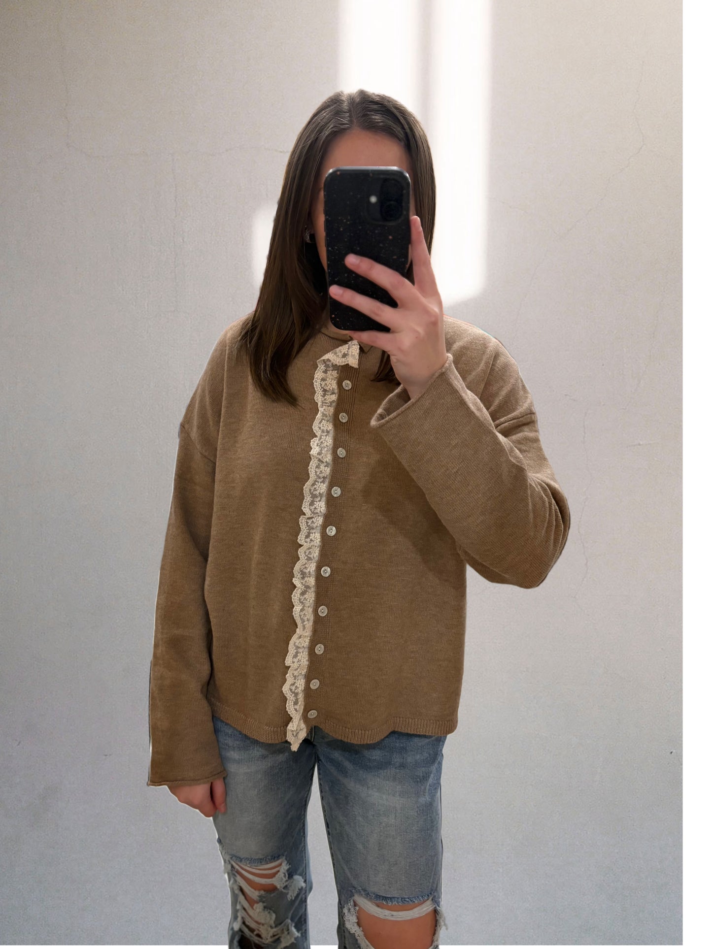 Simply Taupe Button Sweater