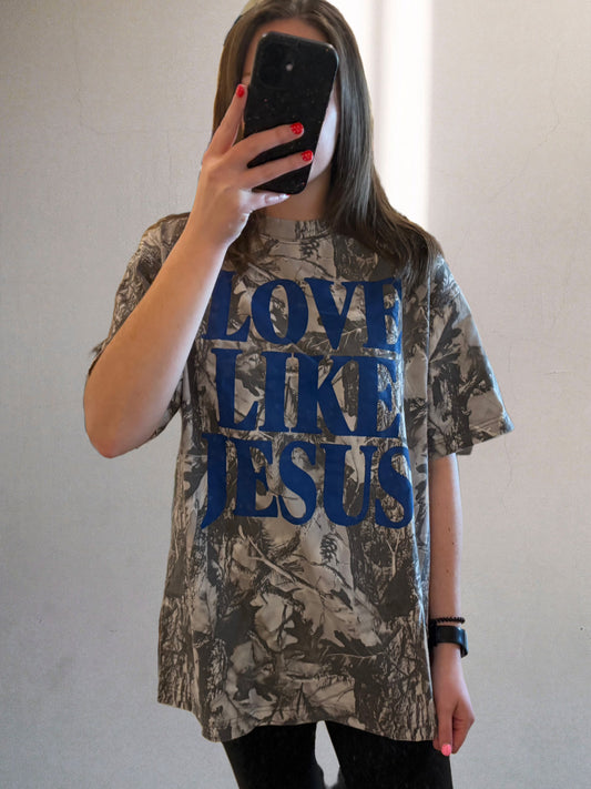 Love Like Jesus Gray Camo Tee
