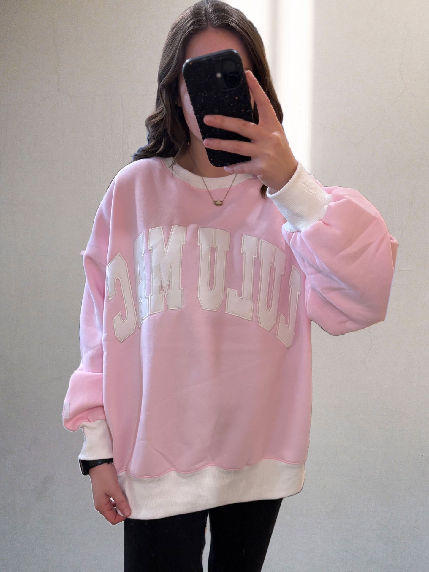 LULU MAC Pink/White Color Block Sweatshirt