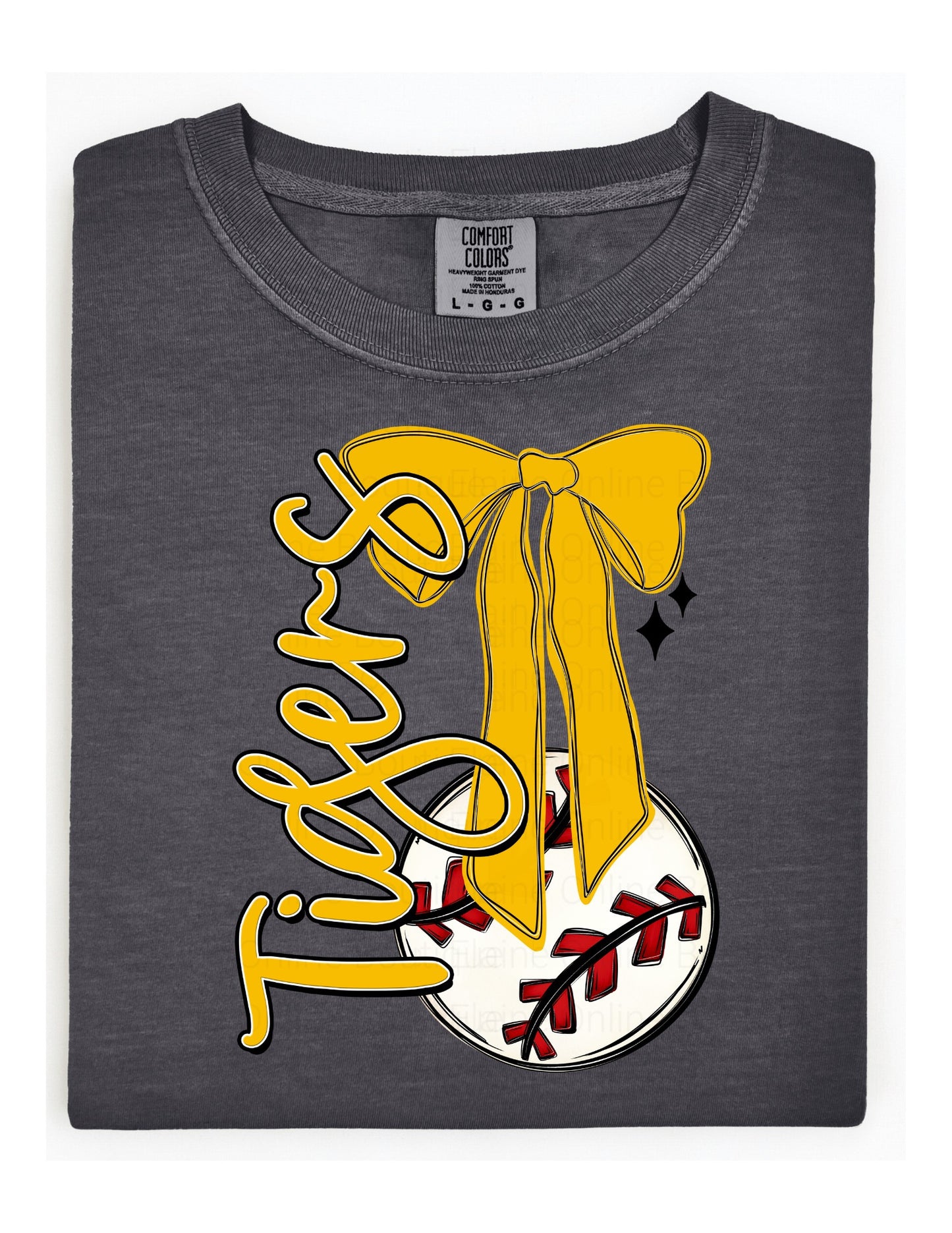Tiger Bow Baseball Comfort Color Short Sleeve