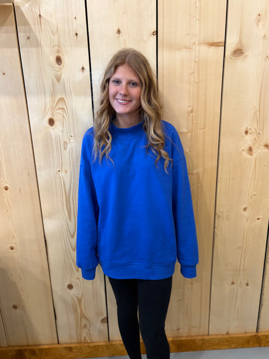 Blue Mock Neck Sweatshirt
